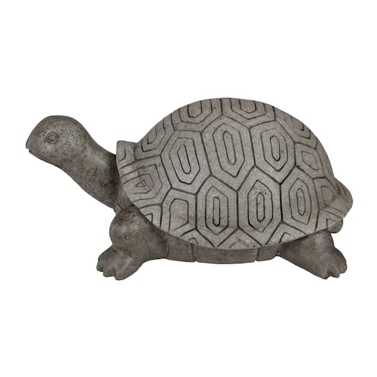 11.75&#x22; Polished Gray Turtle Outdoor Garden Statue